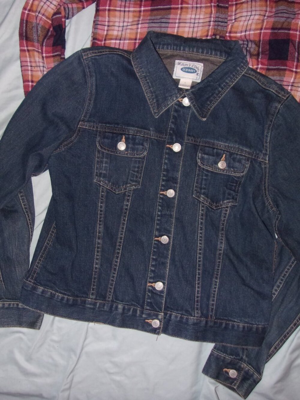 size Large womens blue jean denim jacket coat